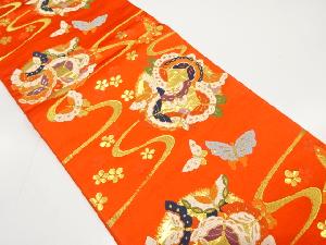 アンティーク　流水に蝶・梅模様織り出し子供帯(材料)